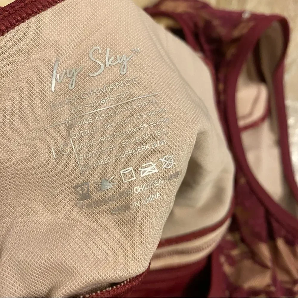 Weissman Ivy Sky dance burgundy Crystal Lace Crop Top MT11575 child large LC